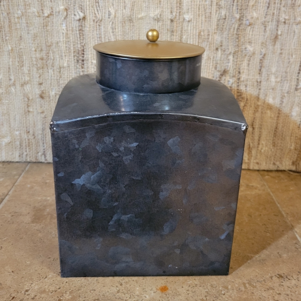 FIDDLE + FERN RUSTIC GALVANIZED METAL STORAGE TIN DECOR